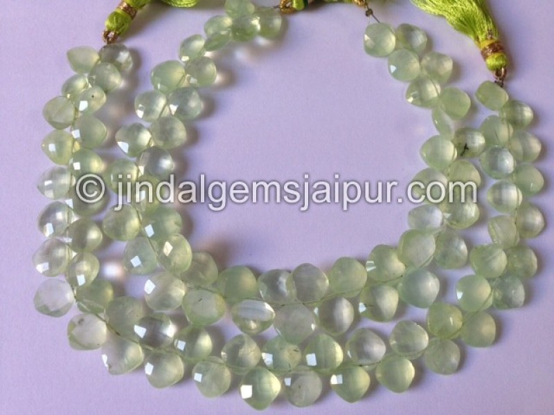 Prehnite Faceted Cushion Shape Beads